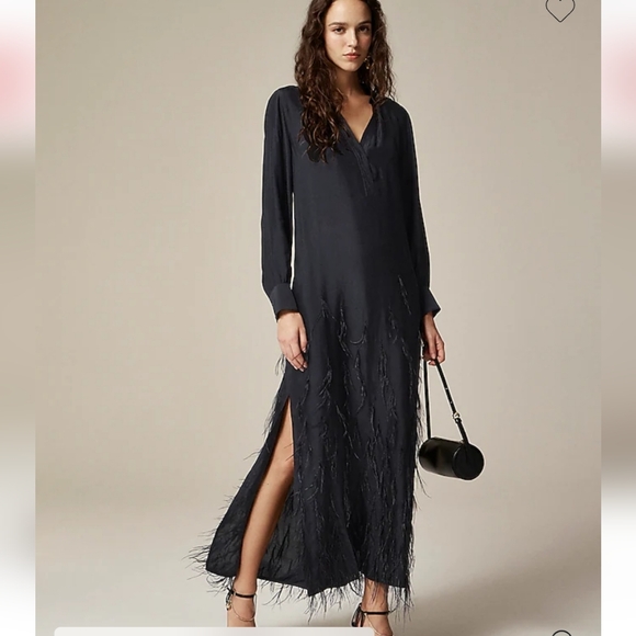 J. Crew | Dresses | J Crew Collection Bungalow Dress With Feather Hem ...